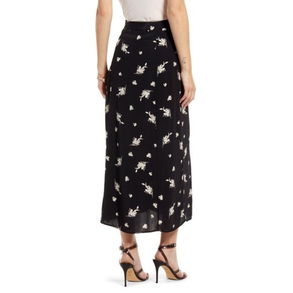 Something Navy High Waist Midi Skirt In Black Etch - Picture 6 of 9